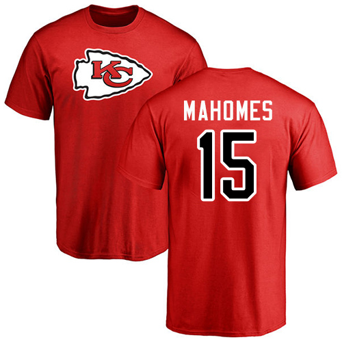 Men Kansas City Chiefs #15 Mahomes Patrick Red Name and Number Logo T-Shirt->kansas city chiefs->NFL Jersey